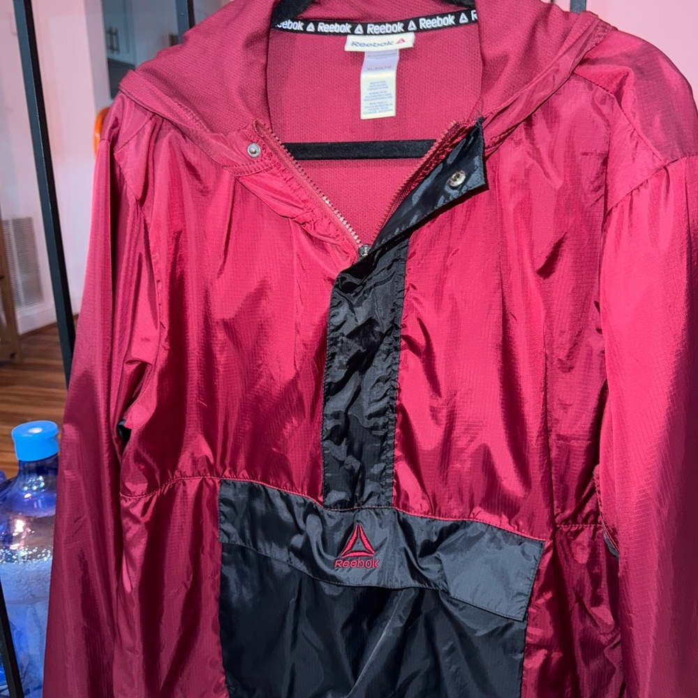 Reebok Burgundy and Black Windbreaker
